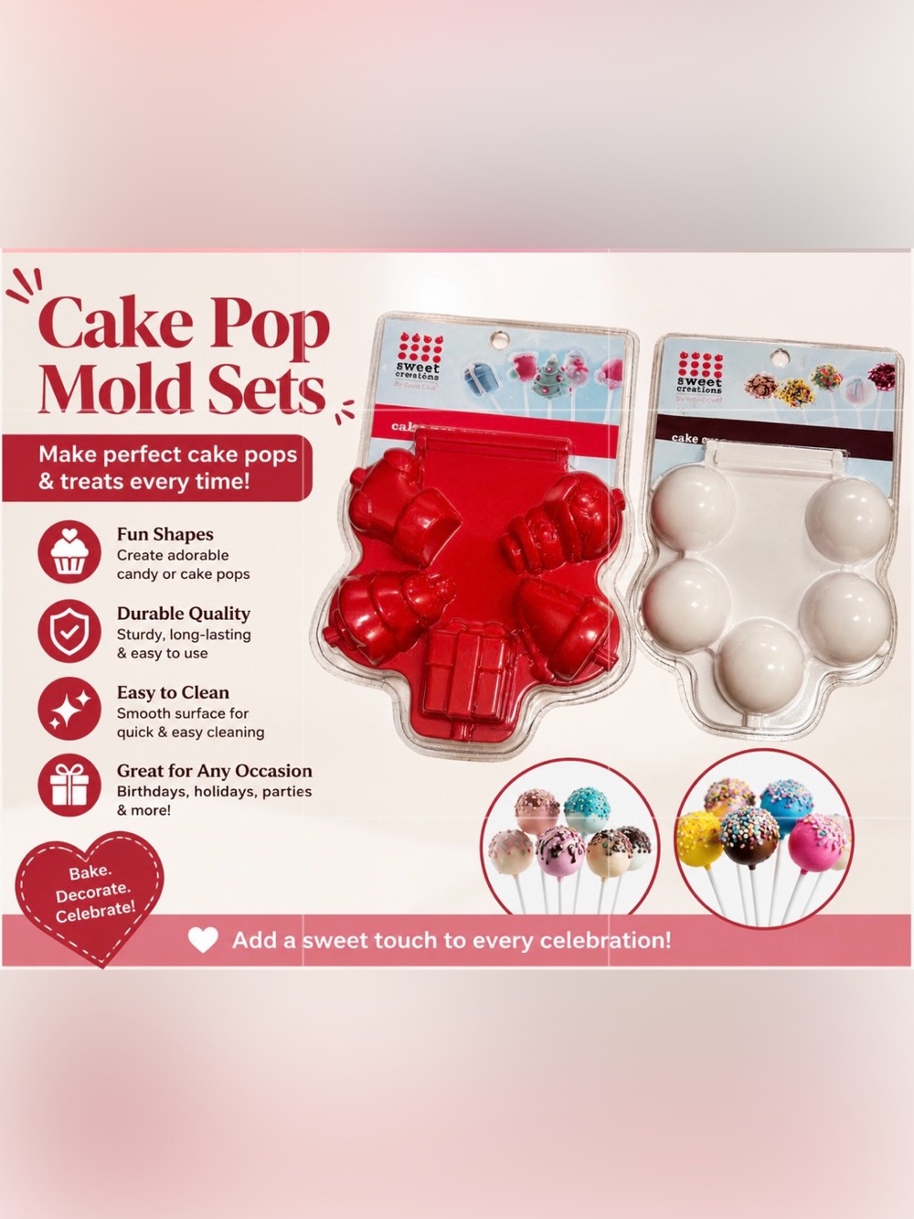 Red Cake Pop Mold - Holiday Shapes